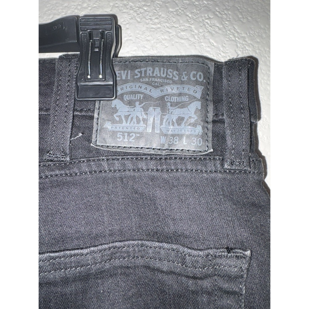 Levis 512 Jeans Mens 38x30 Black Distressed Stretch Denim - Picture 9 of 12